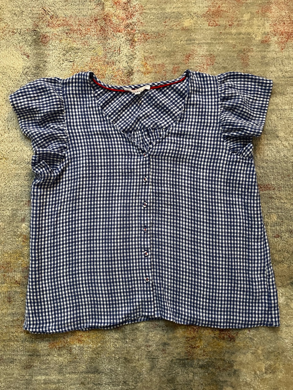 Jane and Delancey Blue and White Gingham Top women’s sleeveless